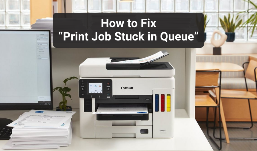 fix print job stuck, clear print queue