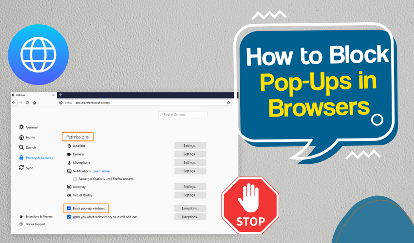 stop popups Chrome, browser security