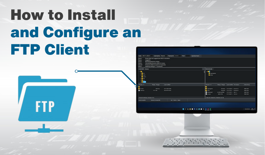 FTP client setup Windows, transfer files FTP