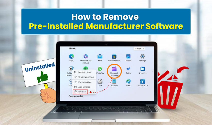 remove bloatware, uninstall manufacturer apps, clean Windows