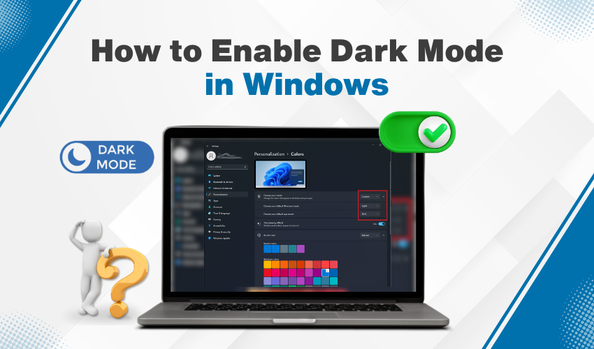 Windows dark mode, night mode, theme settings