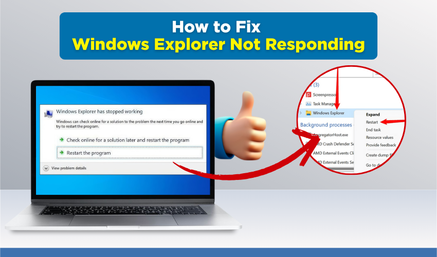 Windows Explorer crash, file explorer issue, fix explorer