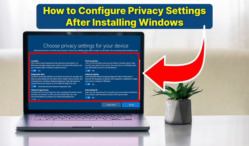 privacy setup, Windows install, secure settings