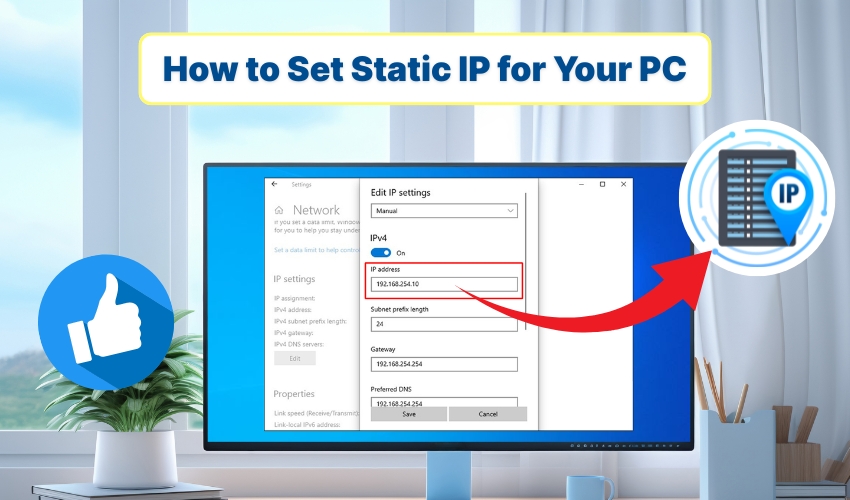 static IP setup, network settings, manual IP